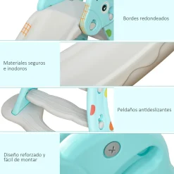 Tobogán infantil Libélula Homcom plegable con canasta +18 meses azul/gris 85,5x147x82 cm