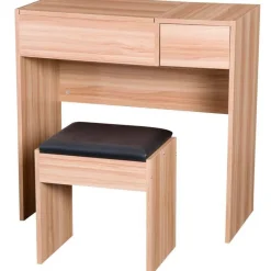 Tocador con taburete Homcom con espejo abatible madera