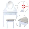 Tocador con taburete Homcom y espejo 360º blanco