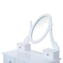 Tocador con taburete Homcom y espejo 360º blanco