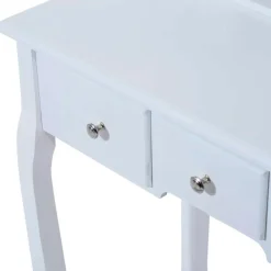 Tocador con taburete Homcom y espejo 360º blanco