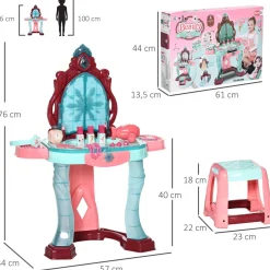 Tocador infantil Aiyaplay con espejo + luz + música +3A multicolor 76x57x34 cm