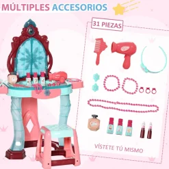 Tocador infantil Aiyaplay con espejo + luz + música +3A multicolor 76x57x34 cm