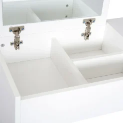 Tocador Trigo Homcom espejo abatible + cajón blanco 79x80x40 cm
