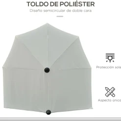 Toldo de pared Omaha semicircular con manivela + base cruzada crema 240x200x190 cm