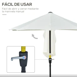 Toldo de pared Omaha semicircular con manivela + base cruzada crema 240x200x190 cm