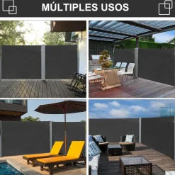 Toldo lateral Outsunny enrollable retráctil gris 180x300 cm