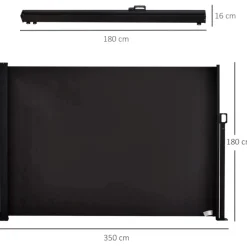 Toldo lateral Outsunny retráctil negro 180x350 cm