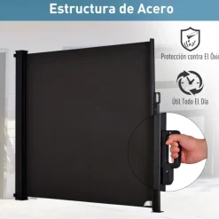 Toldo lateral Outsunny retráctil negro 180x350 cm