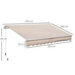 Toldo manual Almería Outsunny retráctil anti-UV beige 295x200 cm