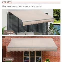 Toldo manual Almería Outsunny retráctil anti-UV beige 295x200 cm