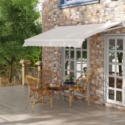 Toldo manual Cáceres Outsunny protección UV50+ crema 200x295 cm