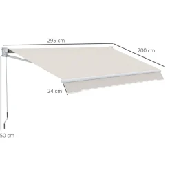 Toldo manual Cáceres Outsunny protección UV50+ crema 200x295 cm