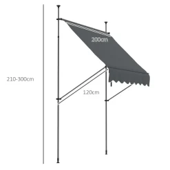 Toldo manual Álvila Outsunny desmontable + protección UV30+ gris 210-300x200x120 cm