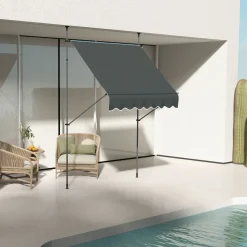 Toldo manual Álvila Outsunny desmontable + protección UV30+ gris 210-300x200x120 cm