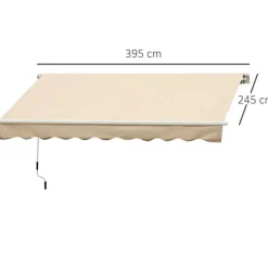 Toldo manual Outsunny beige 245x395 cm