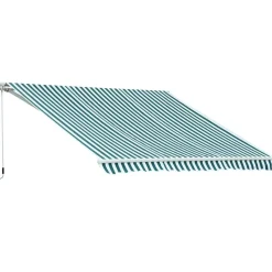 Toldo manual Outsunny con manivela ángulo ajustable verde/blanco 160x295x0-250 cm