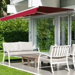 Toldo manual Outsunny rojo 245x395 cm