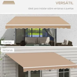 Toldo manual Palma Outsunny retráctil anti-UV 350x250 cm