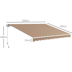 Toldo manual Palma Outsunny retráctil anti-UV 350x250 cm