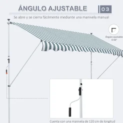 Toldo portátil Cumbre Outsunny retráctil con manivela 170-280x300x150 cm