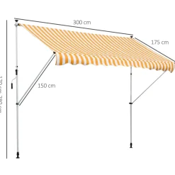 Toldo portátil Cumbre Outsunny retráctil con manivela 170-280x300x150 cm