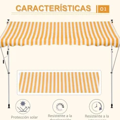Toldo portátil Cumbre Outsunny retráctil con manivela 170-280x300x150 cm