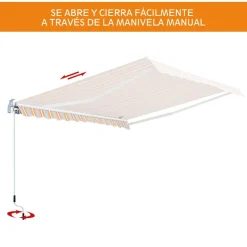 Toldo retráctil Outsunny con manivela naranja/beige 18x300x250 cm