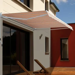 Toldo retráctil Outsunny con manivela naranja/beige 18x300x250 cm