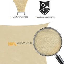 Toldo vela Outsunny cuadrado arena 3x3 m