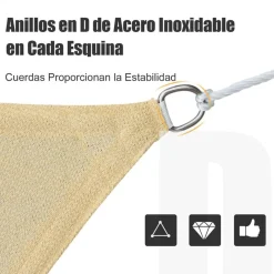 Toldo vela Outsunny cuadrado arena 3x3 m