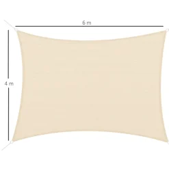 Toldo vela Outsunny rectangular crema 600x400 cm