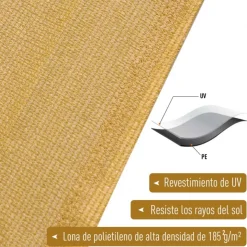 Toldo vela Outsunny rectangular HDPE anti UV marrón claro 400x600 cm