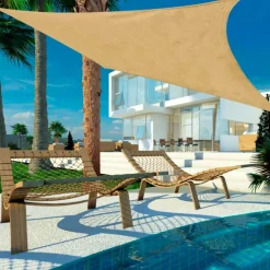 Toldo vela Outsunny rectangular HDPE anti UV marrón claro 400x600 cm