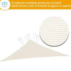 Toldo vela Outsunny triangular crema 5x5x5 m