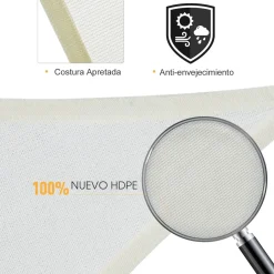 Toldo Vela rectangular Outsunny crema 4x3 m