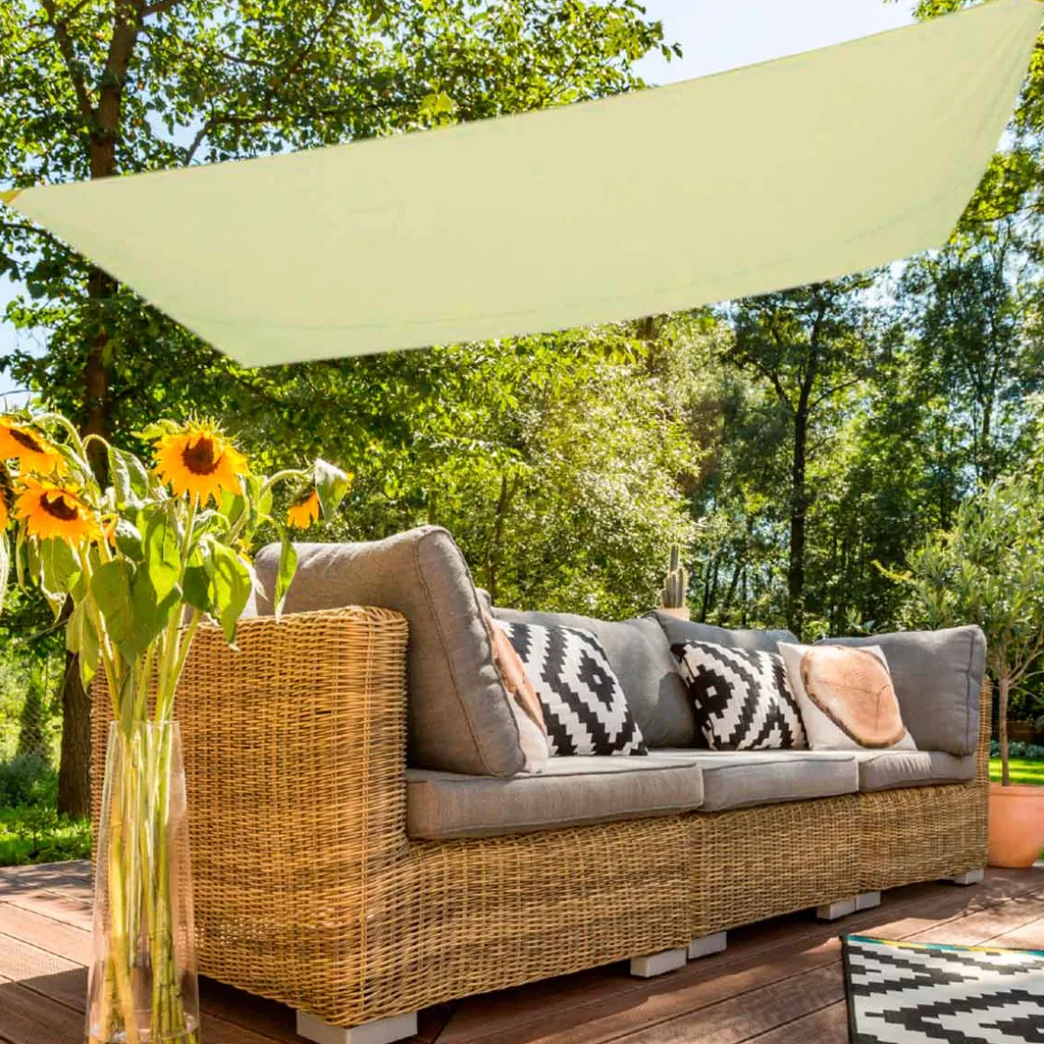 Toldo vela sombreo Aktive Garden rectangular poliéster crema 2x3m