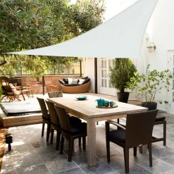 Toldo vela sombreo triangular Aktive Garden protección UV50 poliéster blanco 5x5x5m
