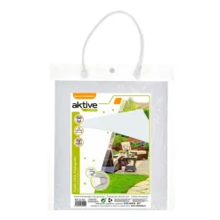 Toldo vela sombreo triangular Aktive Garden protección UV50 poliéster blanco 5x5x5m
