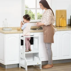Torre de aprendizaje 2 en 1 Homcom 3-6A blanco 86x42x44 cm