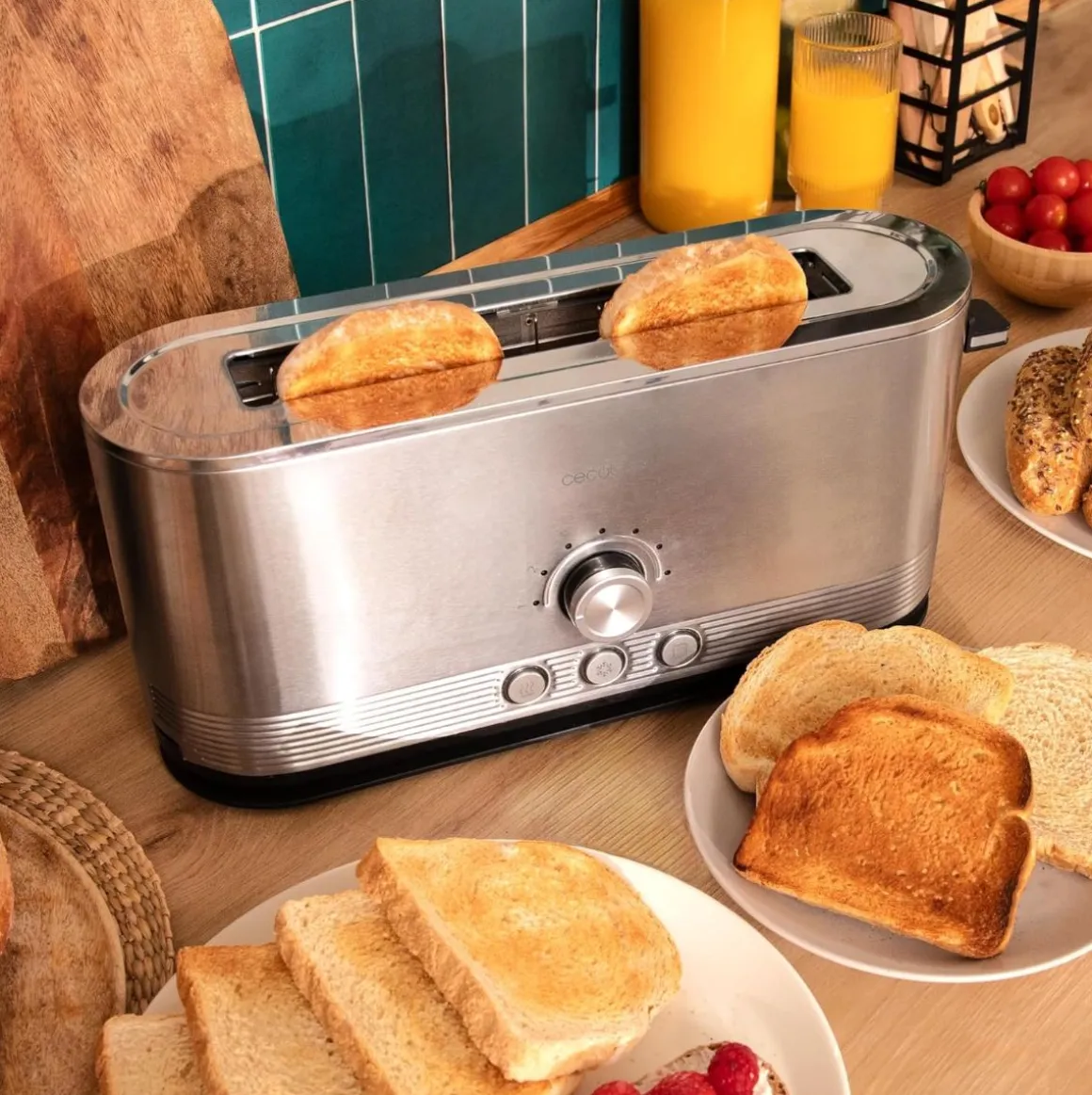 Tostador Cecotec Shine&Toast Extra 1050W ranura larga 7 niveles inox