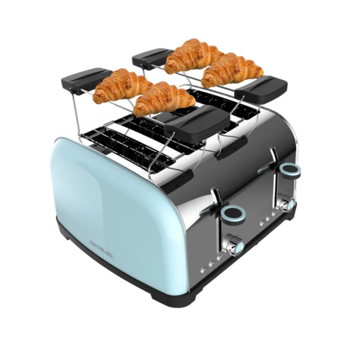 Tostador Cecotec Toastin time 1700 Double 1700W 4 ranuras cortas + soporte