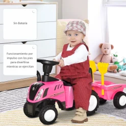 Tractor infantil Homcom con remolque desmontable 1-3 años 44x91x29 cm