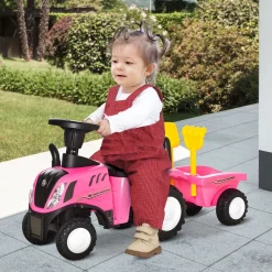 Tractor infantil Homcom con remolque desmontable 1-3 años 44x91x29 cm