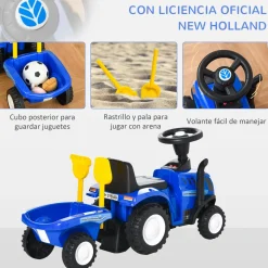 Tractor infantil Homcom con remolque desmontable 1-3 años 44x91x29 cm