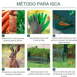 Trampa para animales PawHut metálica 2 puertas verde oscuro 28x100x25 cm