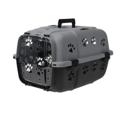 Transportín de mascotas desmontable con asa gris/negro 32x30x48 cm