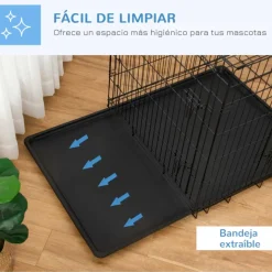 Transportín de perro PawHut 2 puertas plegable con asa negro 76x106x68 cm