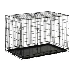 Transportín de perro PawHut 2 puertas plegable con asa negro 76x106x68 cm