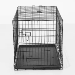 Transportín jaula para perros ABS acero negra 122x77x82 cm